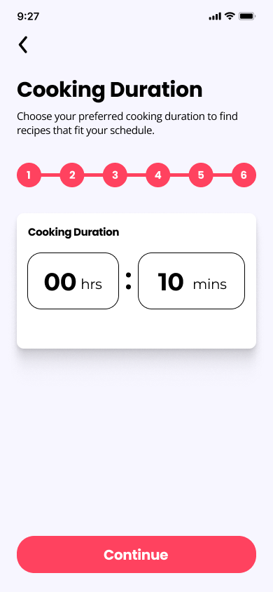 Cooking Duration Screen