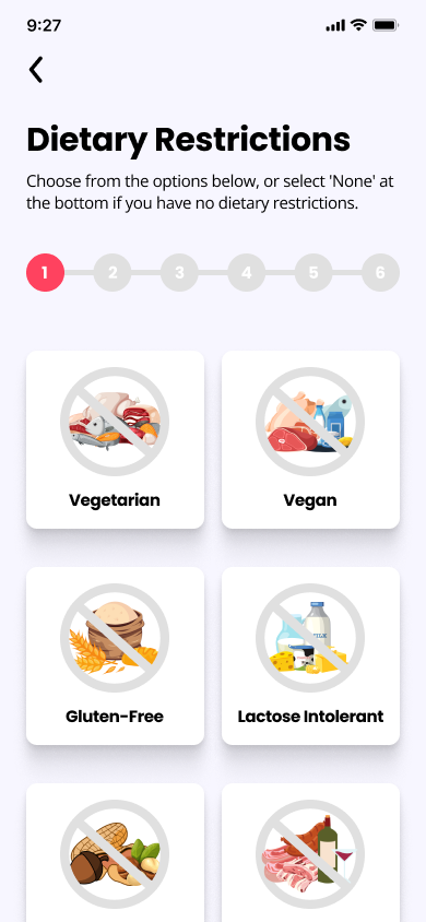 Dietary Restrictions Screen